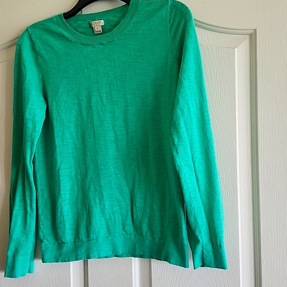 J. Crew Women's Sweater - Green Crew Neck